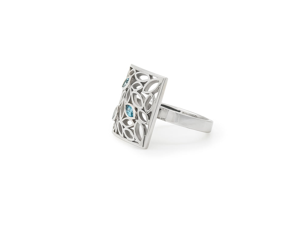 Blue Topaz and Peridot ring in sterling silver, style R4377