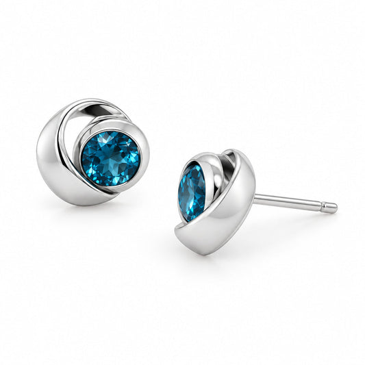Amethyst and Blue Topaz earrings in sterling silver, style E9291 - view 6