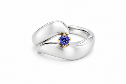 Two Tone Ring with Gemstone in 925 Sterling Silver | R4698 - view 2