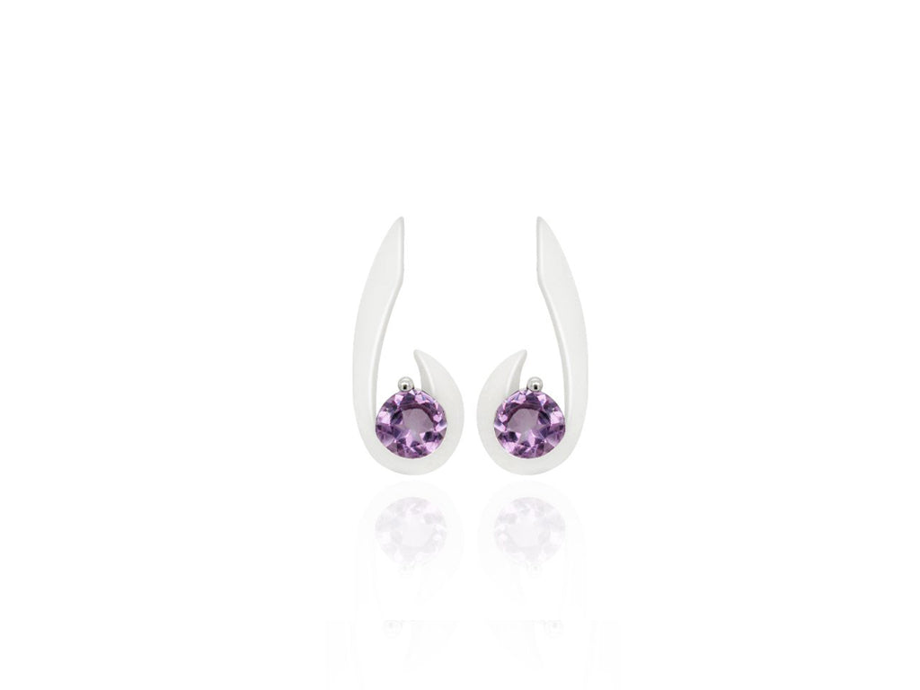 Garnet and London Blue Topaz earrings in sterling silver, style E9326