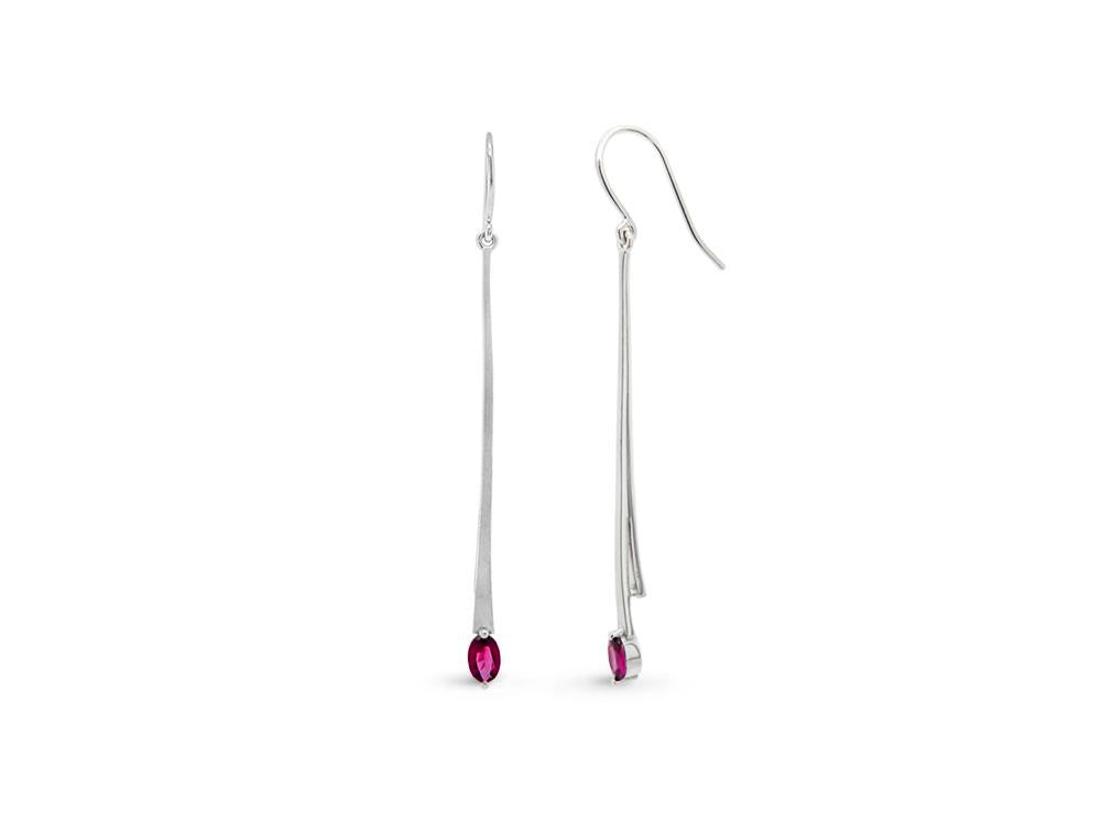 Rhodolite Garnet and Garnet earrings in sterling silver, style E9863 - view 2