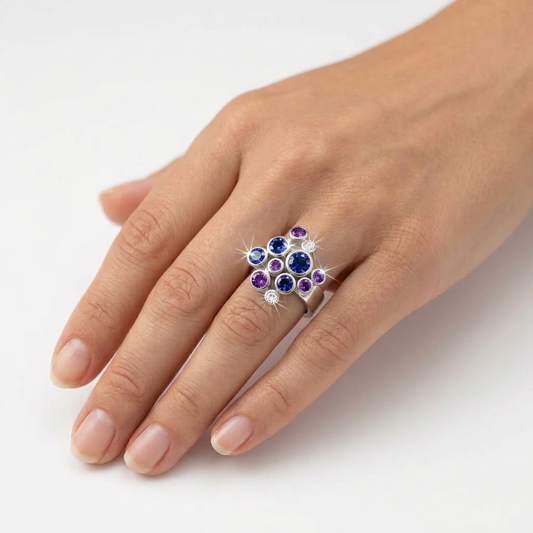 Bubbles Gemstone Ring in 925 Sterling Silver