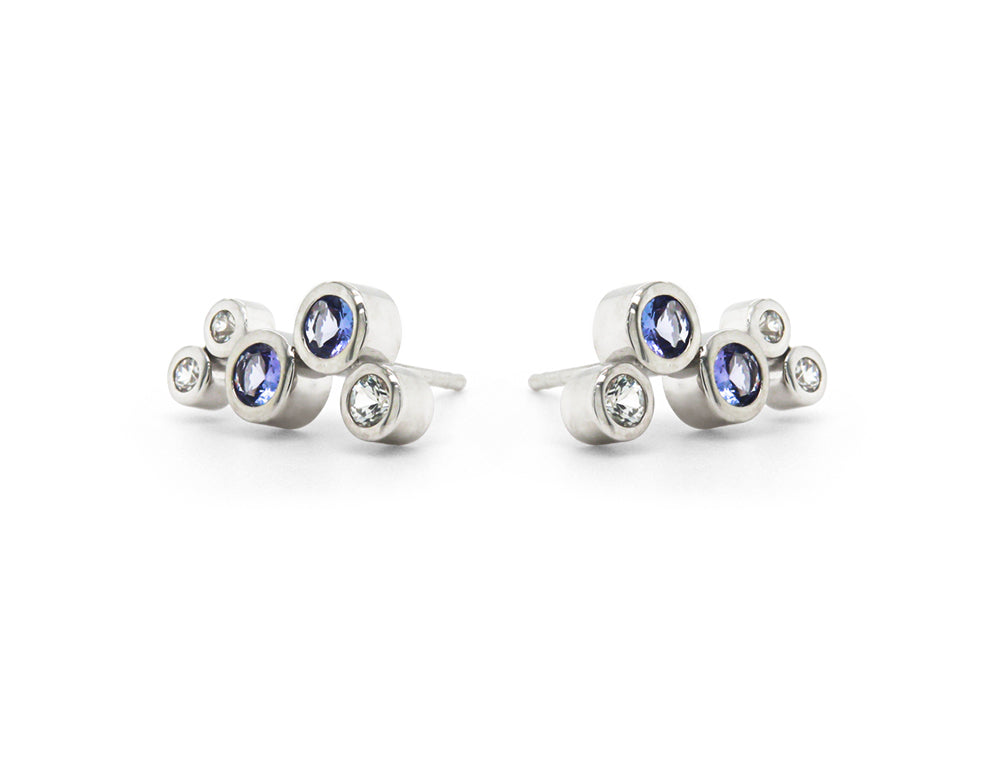 Tanzanite and White Topaz earrings in sterling silver, style E5188
