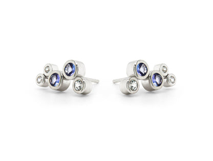 Tanzanite and White Topaz earrings in sterling silver, style E5188