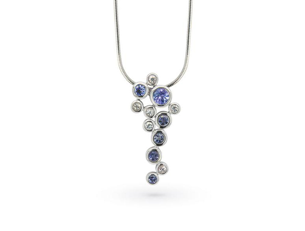 Amethyst and Blue Topaz pendant in sterling silver, style P4538