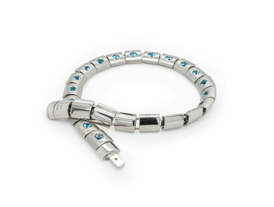 Blue Topaz and Garnet bracelet in sterling silver, style B3169