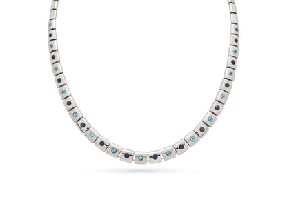 Blue Topaz and Garnet necklace in sterling silver, style N3350 - view 4