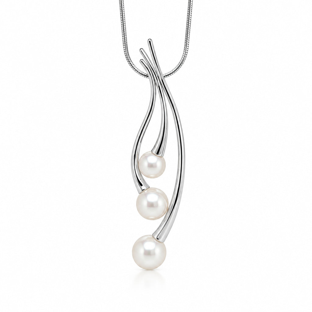 Cultured Pearl and South Sea Pearl pendant in sterling silver - view 4