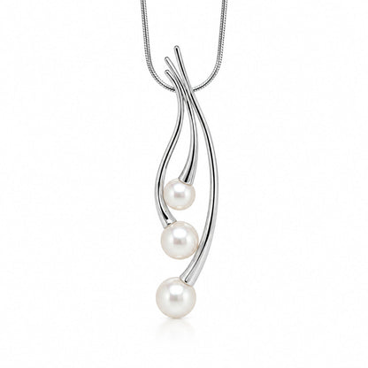 Cultured Pearl and South Sea Pearl pendant in sterling silver - view 4
