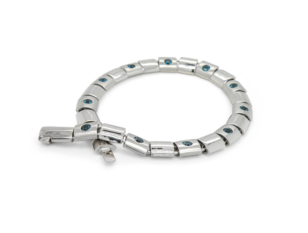 Blue Topaz and Garnet bracelet in sterling silver, style B3169 - view 3