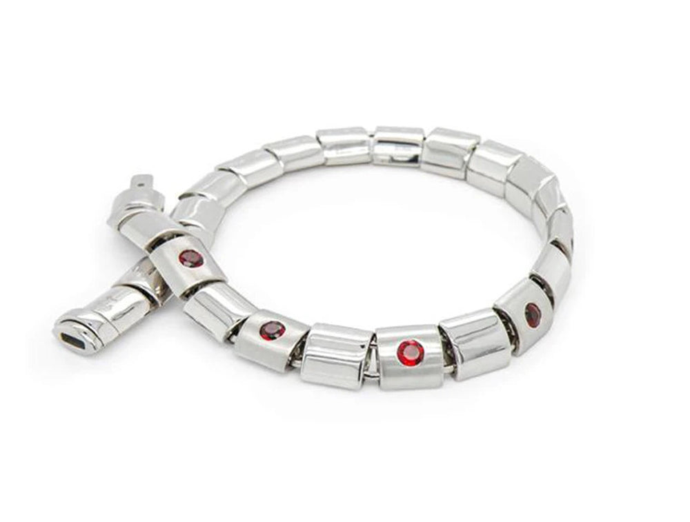 Blue Topaz and Garnet bracelet in sterling silver, style B3169 - view 2