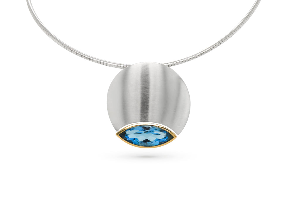 Blue Topaz and Green Quartz pendant in sterling silver, style P5166