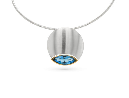 Blue Topaz and Green Quartz pendant in sterling silver, style P5166