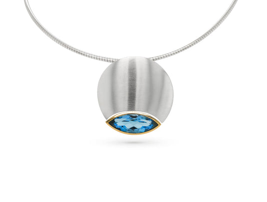 Blue Topaz and Green Quartz pendant in sterling silver, style P5166
