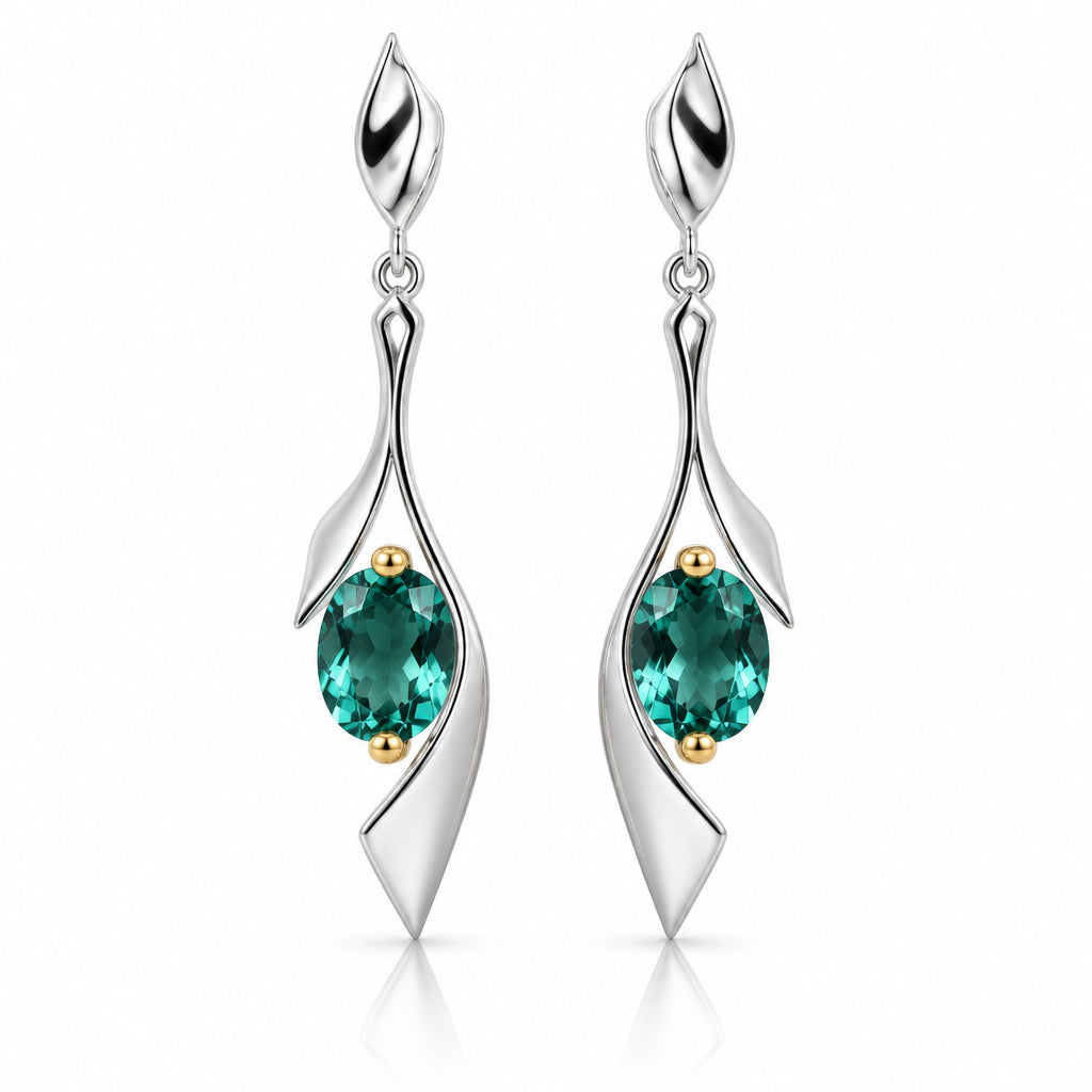 Amethyst and Blue Topaz earrings in sterling silver, style E8438 - view 3
