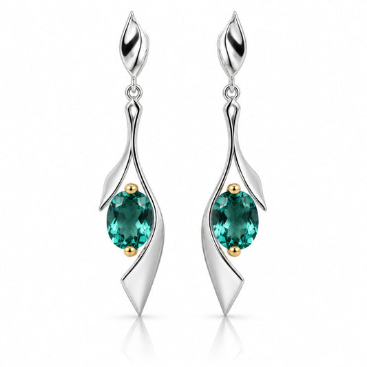 Amethyst and Blue Topaz earrings in sterling silver, style E8438 - view 3