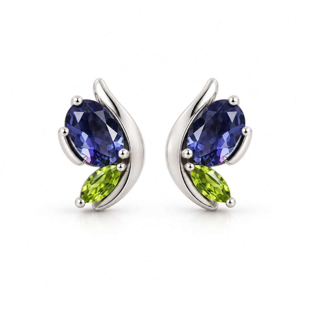 Blue Topaz and Sky Blue Topaz earrings in sterling silver, style E9897 - view 2