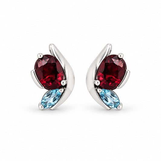 Blue Topaz and Sky Blue Topaz earrings in sterling silver, style E9897 - view 3