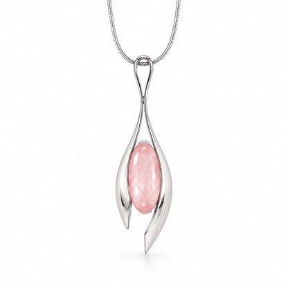Rose Quartz and Sky Blue Topaz pendant in sterling silver, style P7601