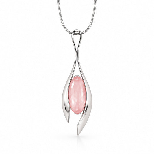 Rose Quartz and Sky Blue Topaz pendant in sterling silver by Joryel Vera, style P7601