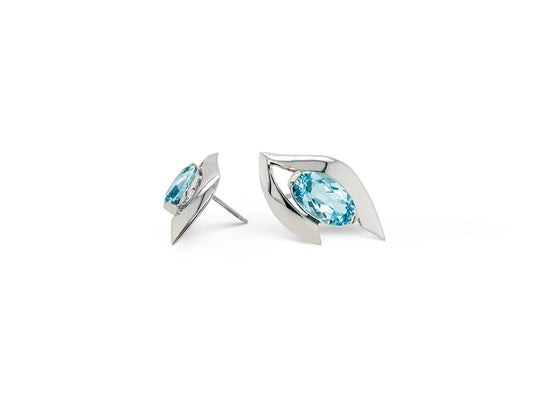 Green Quartz and Rose Quartz earrings in sterling silver, style E9891 - view 3