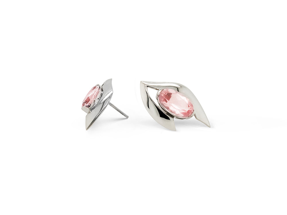 Green Quartz and Rose Quartz earrings in sterling silver, style E9891