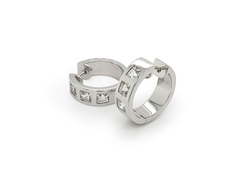 Blue Topaz and White Topaz earrings in sterling silver, style E1842