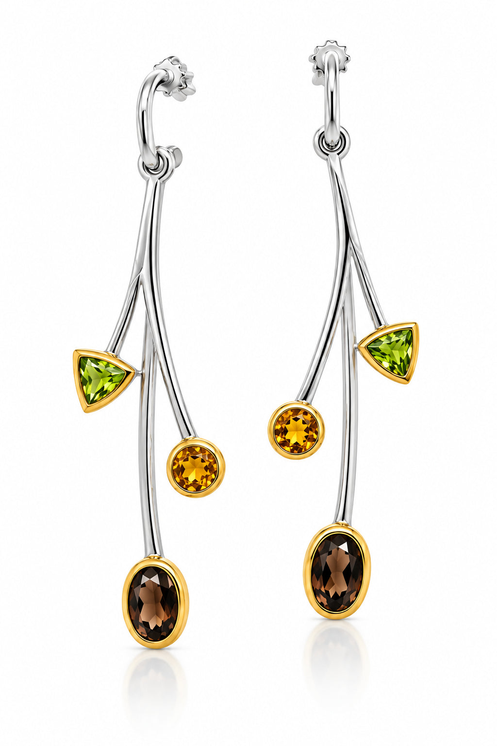 Amethyst and Blue Topaz earrings in sterling silver, style E8435 - view 2