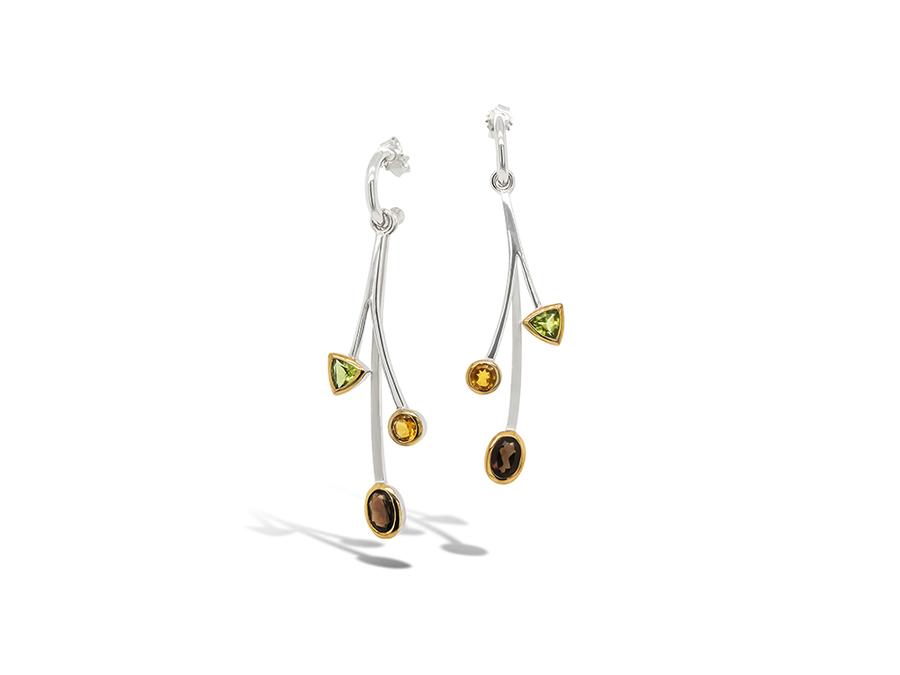 Multiple Gemstone Earring E8435 - E8435 QSM/PDT/CIT/TPW - Earring