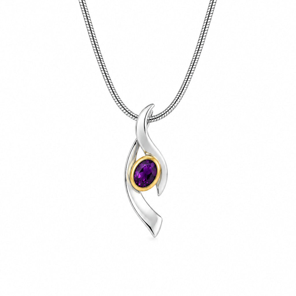 Amethyst and Blue Topaz pendant in sterling silver, style P7342 - view 4