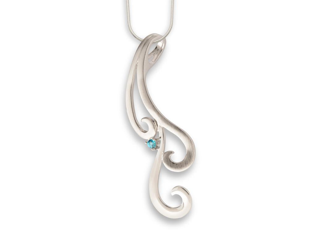 Blue Topaz and White Topaz pendant in sterling silver, style P6492 - view 3