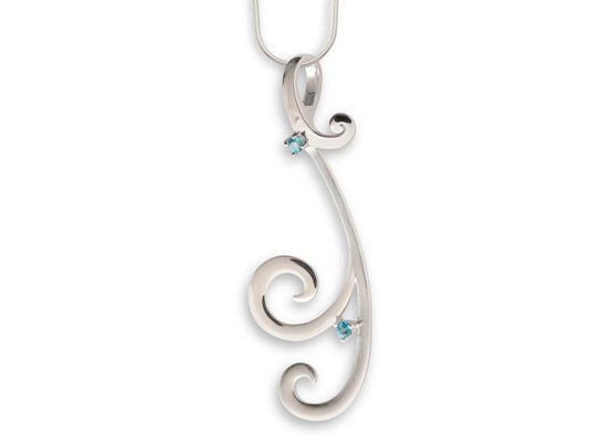 Blue Topaz and White Topaz pendant in sterling silver by Joryel Vera, style P6492 - view 2