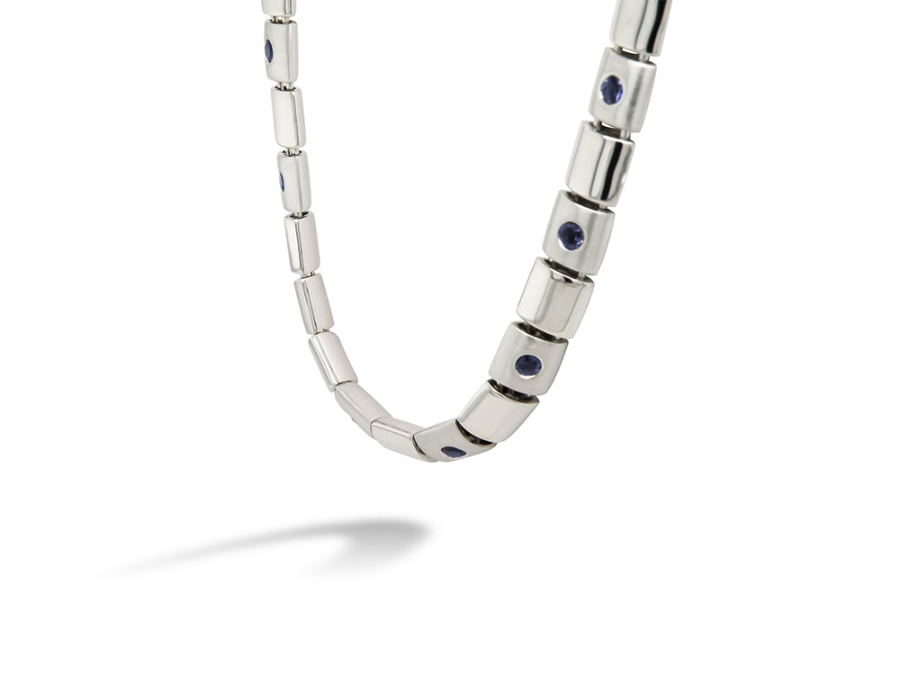Blue Topaz and Garnet necklace in sterling silver, style N3350