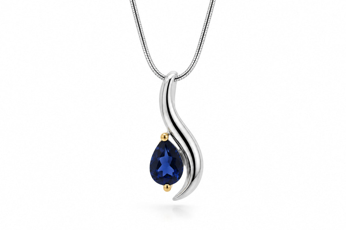 London Blue Topaz and Blue Topaz pendant in sterling silver, style P7310 - view 6