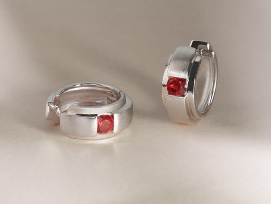 Garnet and Blue Topaz earrings in sterling silver, style E2095