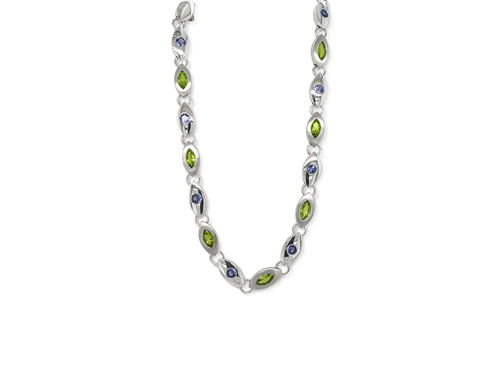 London Blue Topaz and Opal necklace in sterling silver, style N3328 - view 2