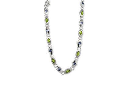 London Blue Topaz and Opal necklace in sterling silver, style N3328 - view 2