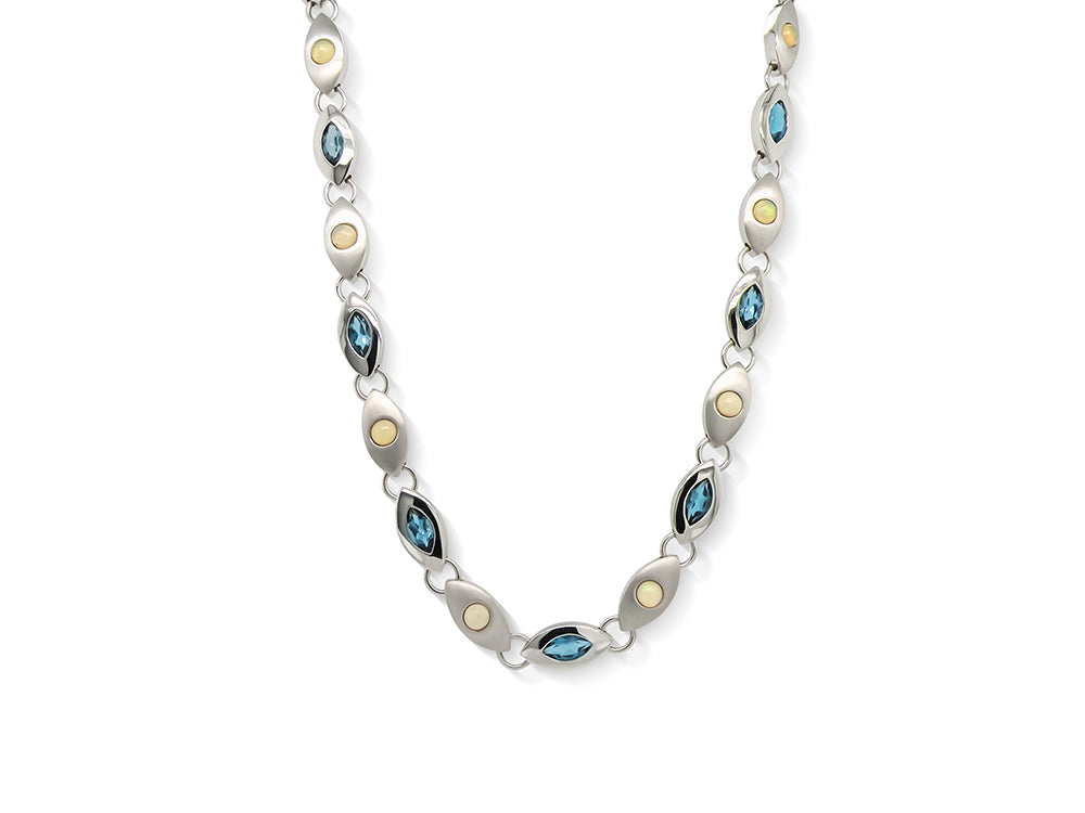 London Blue Topaz and Opal necklace in sterling silver, style N3328