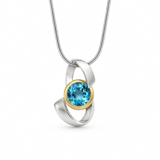 Amethyst and Blue Topaz pendant in sterling silver, style P7314 - view 3