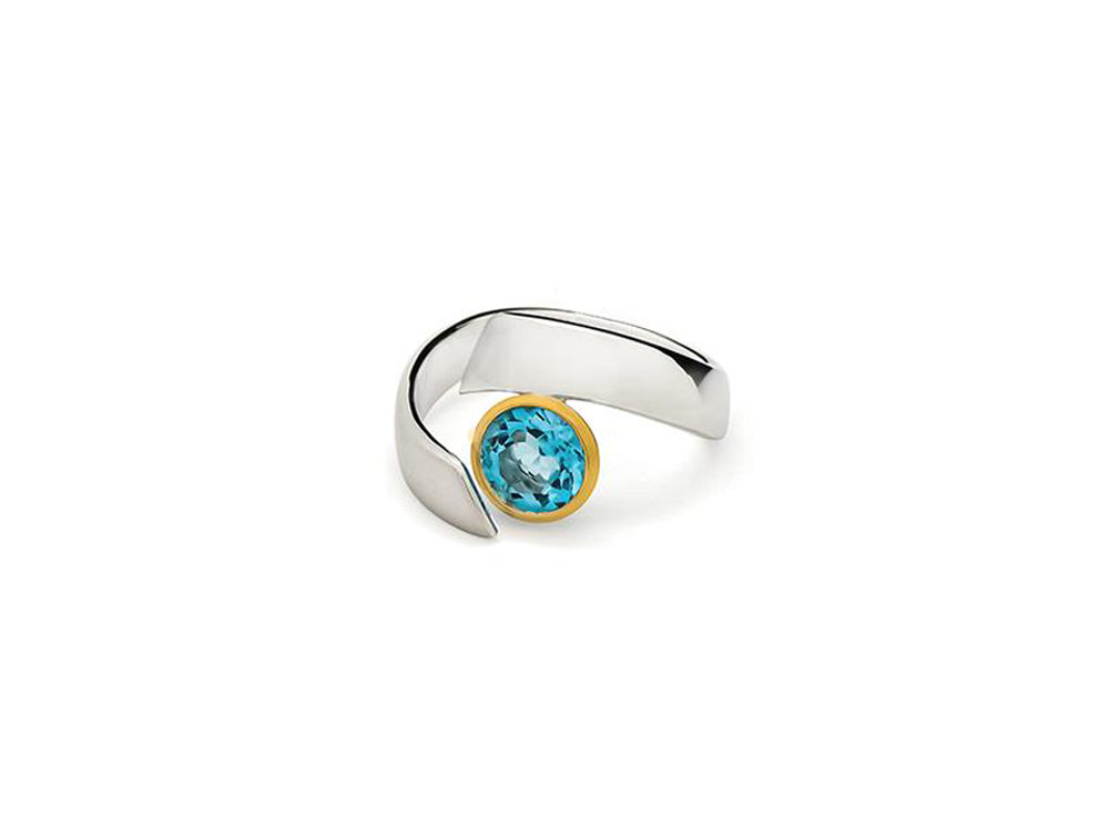 Amethyst and Blue Topaz ring in sterling silver, style R6980 - view 6