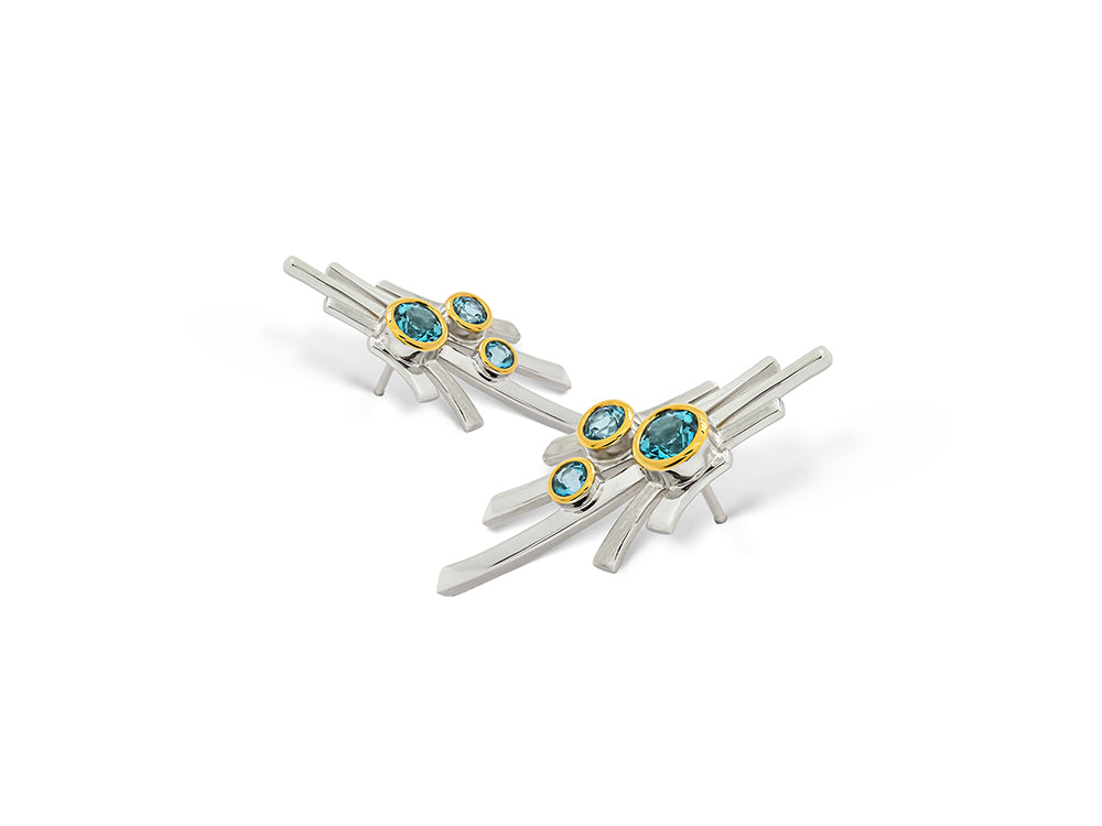 Art Jewelry Multi Stone Earring E9779 - Blue Topaz - Earring