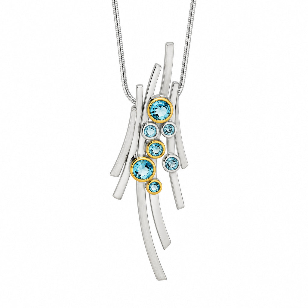 Amethyst and Blue Topaz pendant in sterling silver, style P7354 - view 2