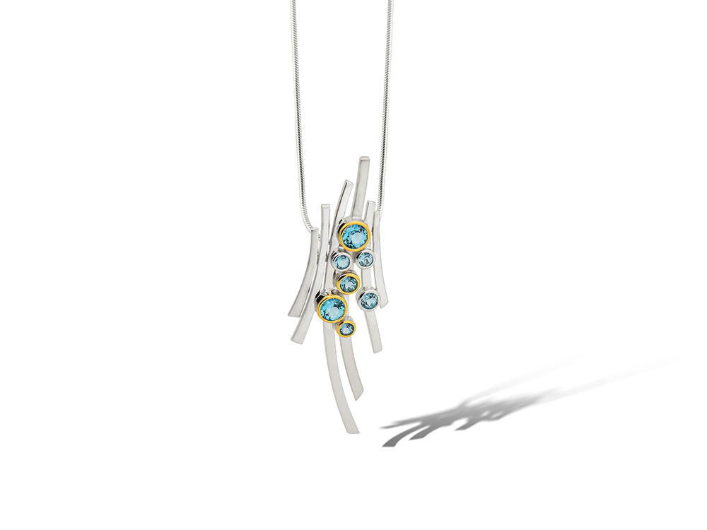 Artistic Multi Stone Necklace P7354 - P7354 Blue Topaz - Pendant