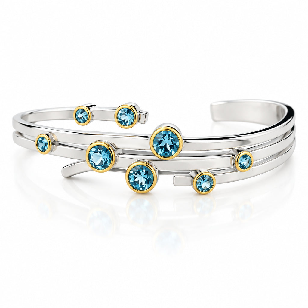 Amethyst and Sky Blue Topaz bracelet in sterling silver, style B2901