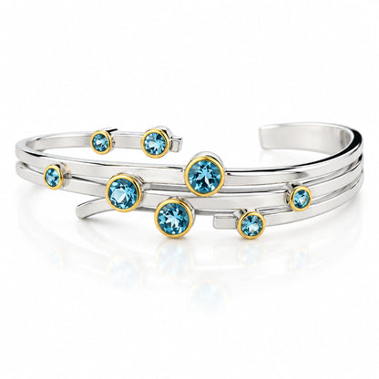 Amethyst and Sky Blue Topaz bracelet in sterling silver, style B2901
