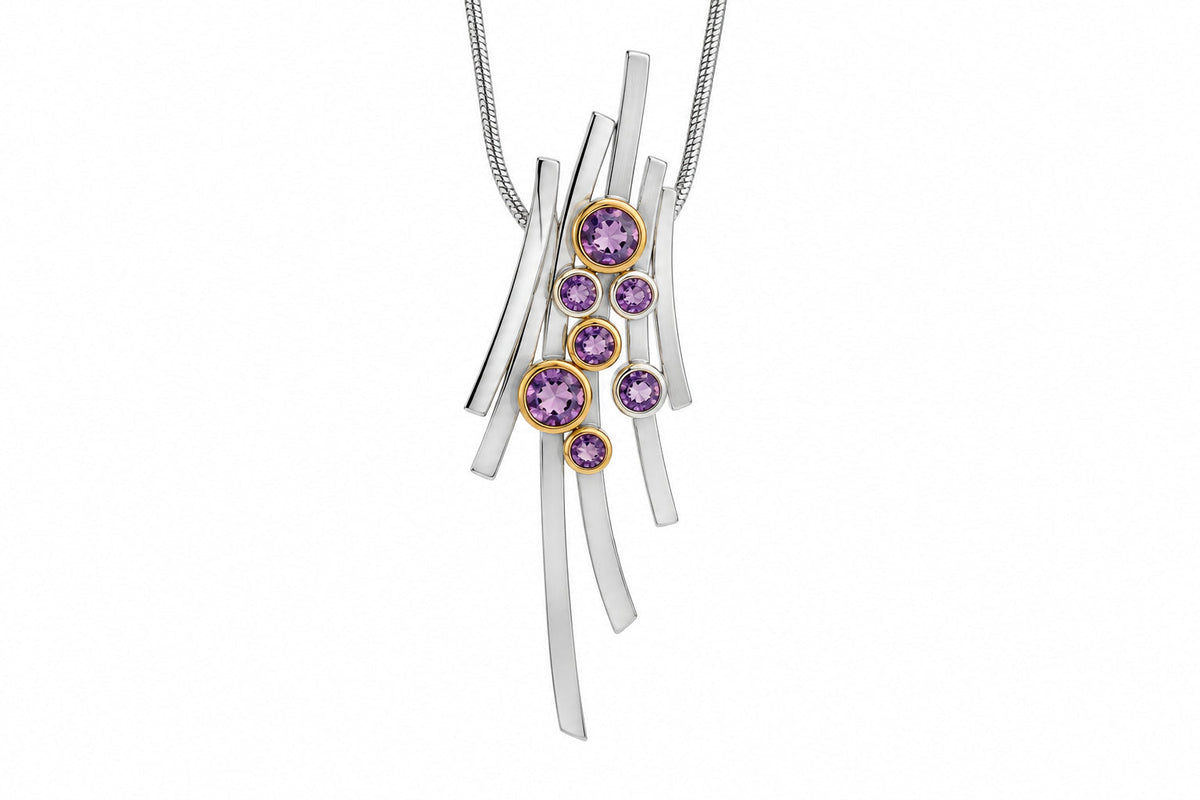 Amethyst and Blue Topaz pendant in sterling silver, style P7354 - view 6