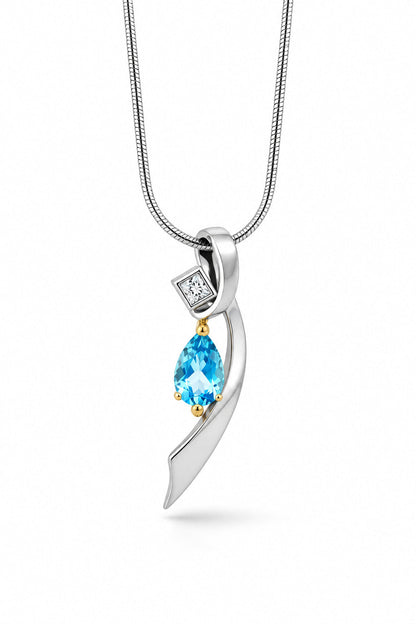 Amethyst and Blue Topaz pendant in sterling silver, style P7321 - view 4