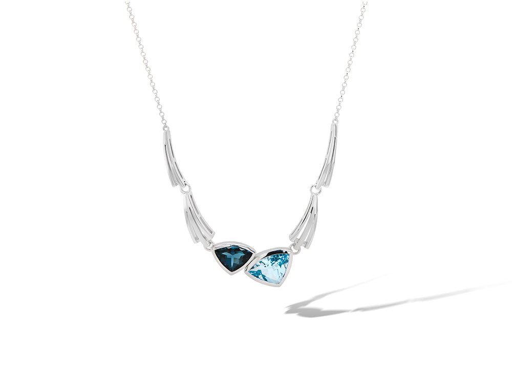 Amethyst and Blue Topaz necklace in sterling silver, style N3327 - view 2