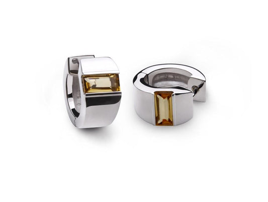 Blue Topaz and Citrine earrings in sterling silver, style E2420 - view 2