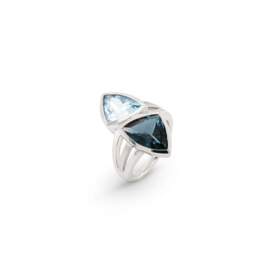 Amethyst and Blue Topaz ring in sterling silver by Joryel Vera, style R7230 - view 2